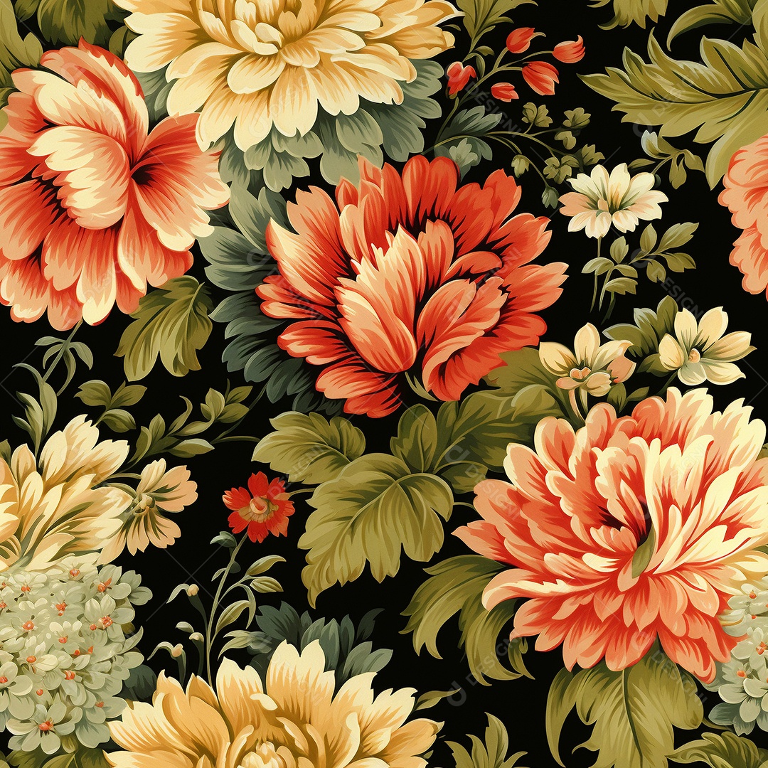 Papel de parede floral vintage