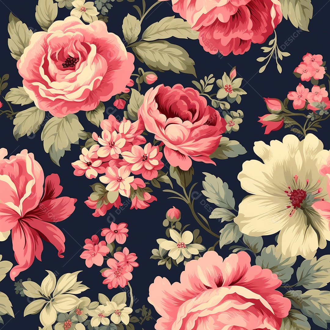 Papel de parede floral vintage