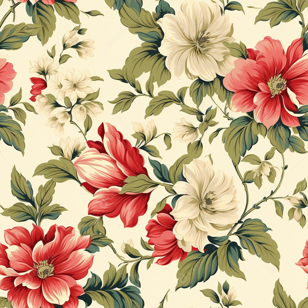 Papel de parede floral vintage
