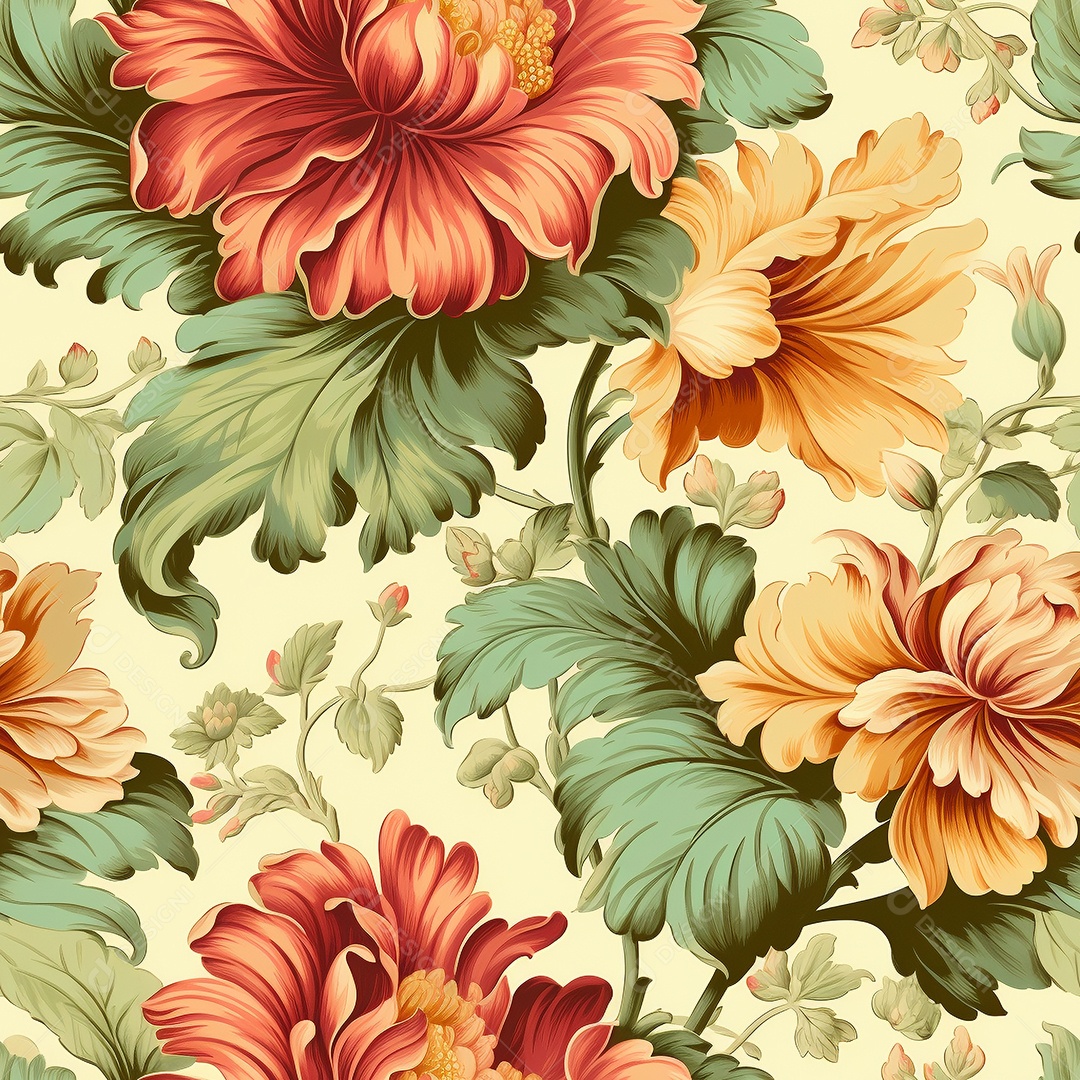 Papel de parede floral vintage