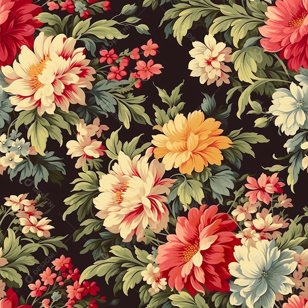 Papel de parede floral vintage