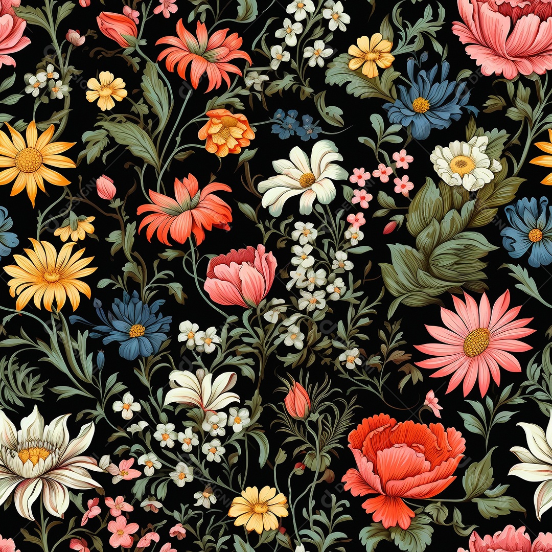 Papel de parede floral vintage