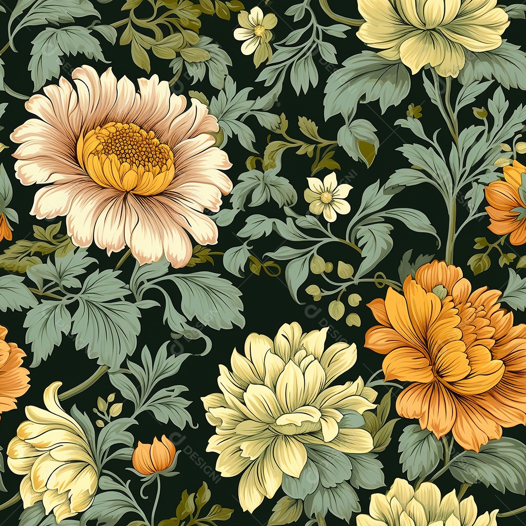 Papel de parede floral vintage