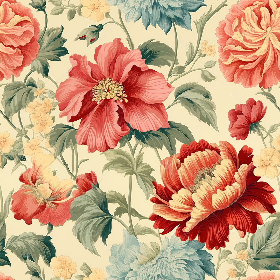 Papel de parede floral vintage