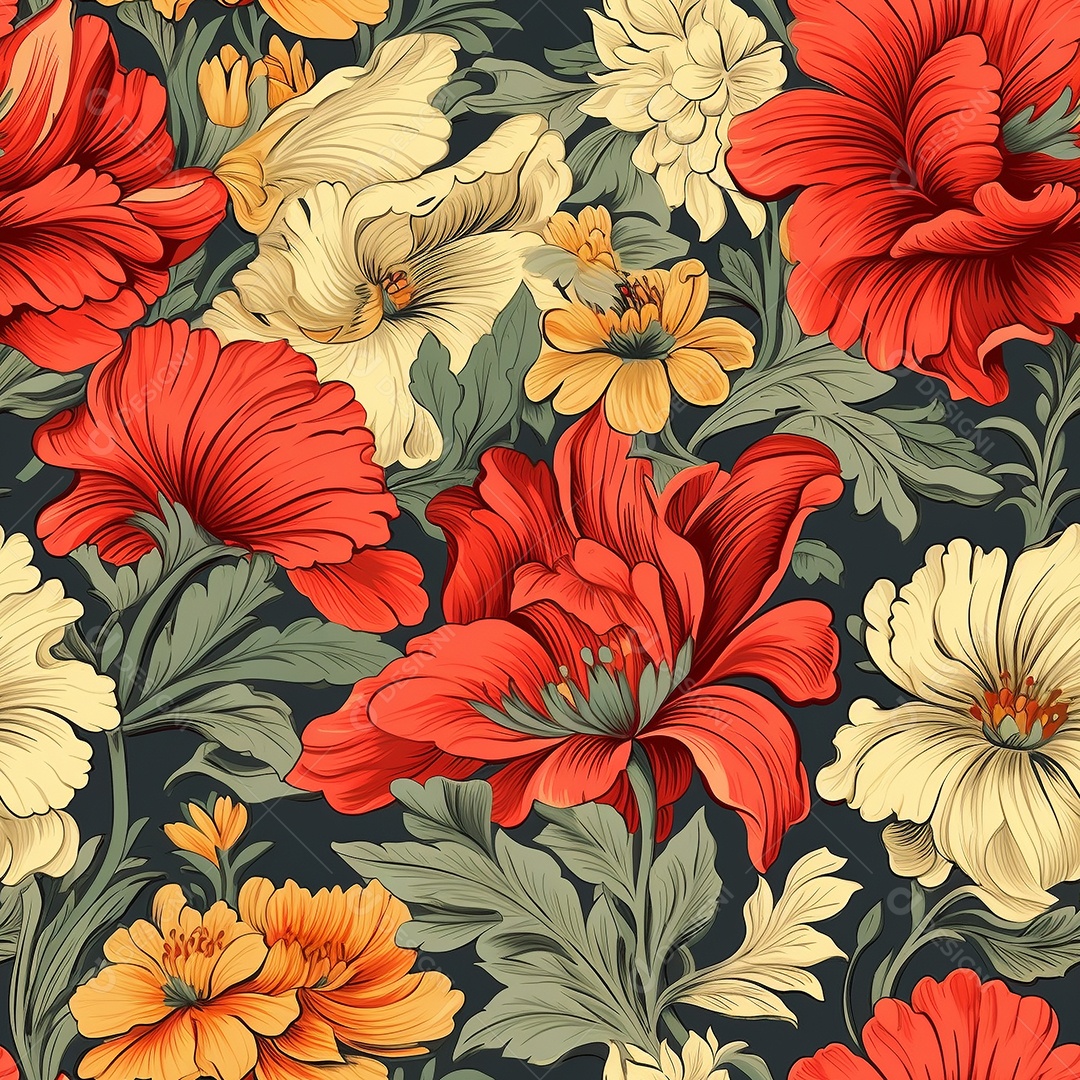 Papel de parede floral vintage