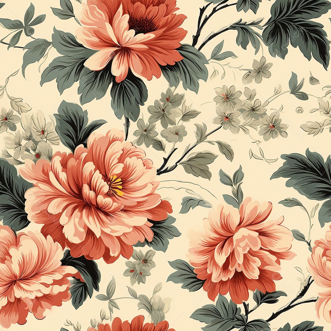 Papel de parede floral vintage