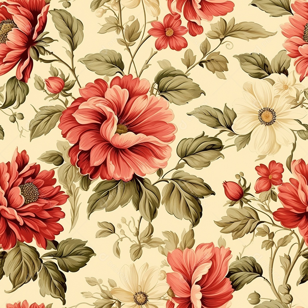 Papel de parede floral vintage