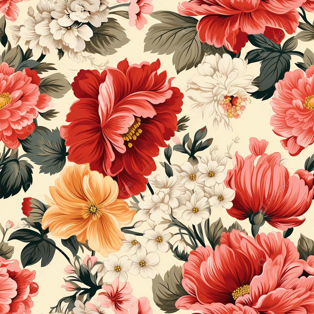 Papel de parede floral vintage