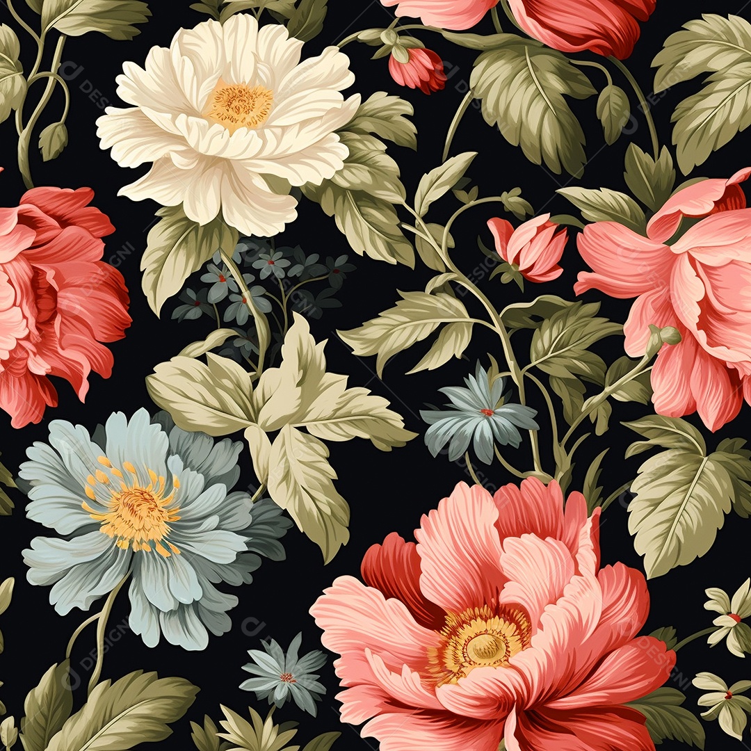 Papel de parede floral vintage