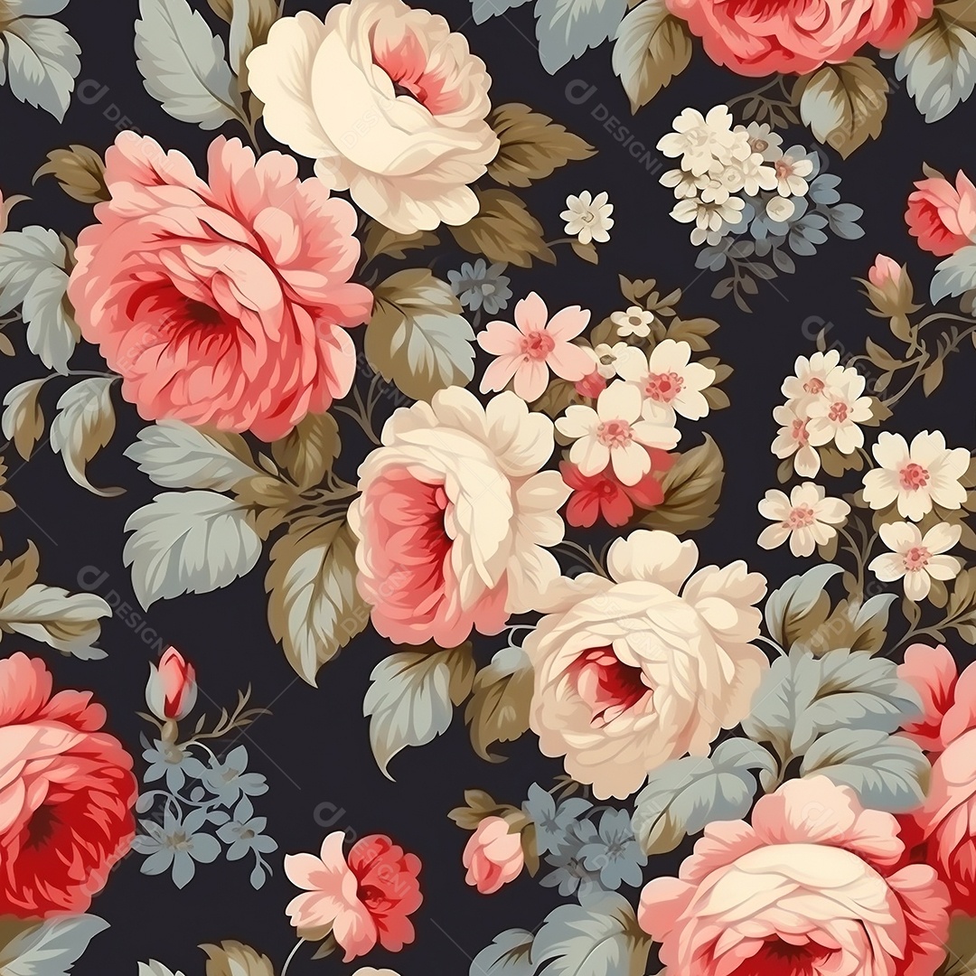 Papel de parede floral vintage