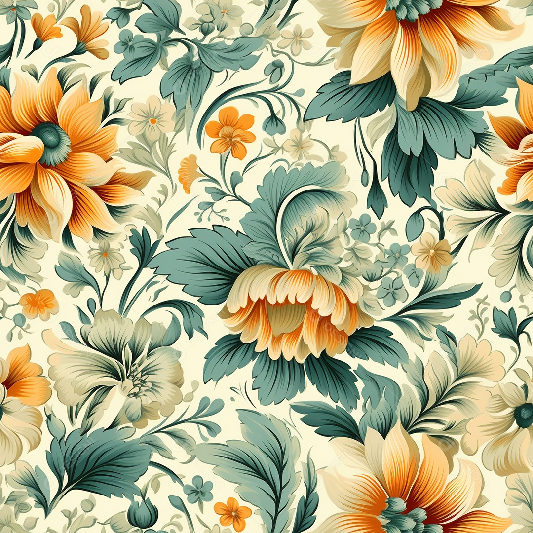 Papel de parede floral vintage