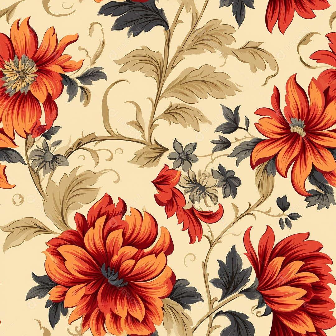 Papel de parede floral vintage