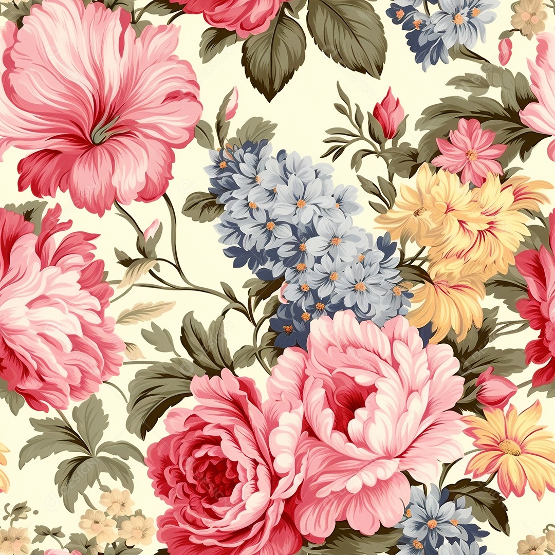 Papel de parede floral vintage