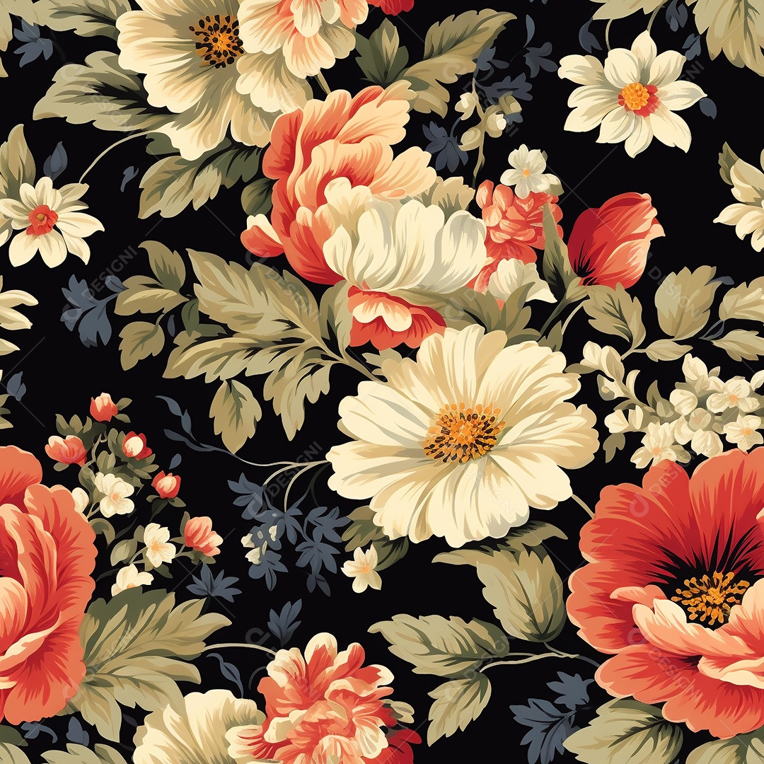 Papel de parede floral vintage