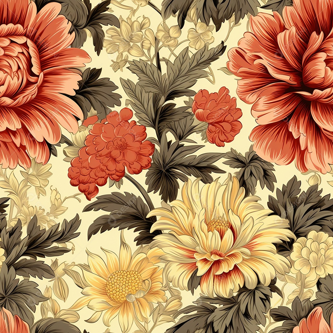 Papel de parede floral vintage
