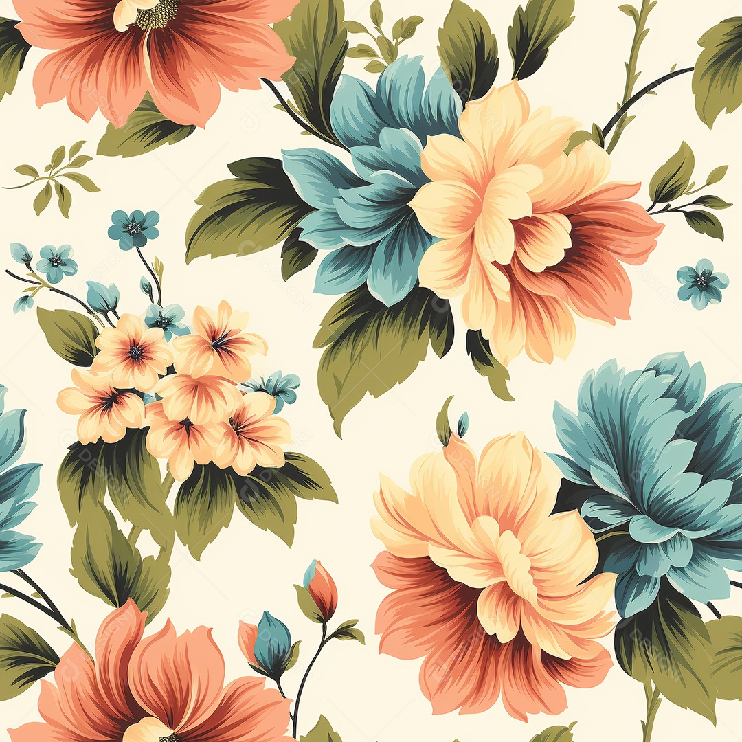 Papel de parede floral vintage