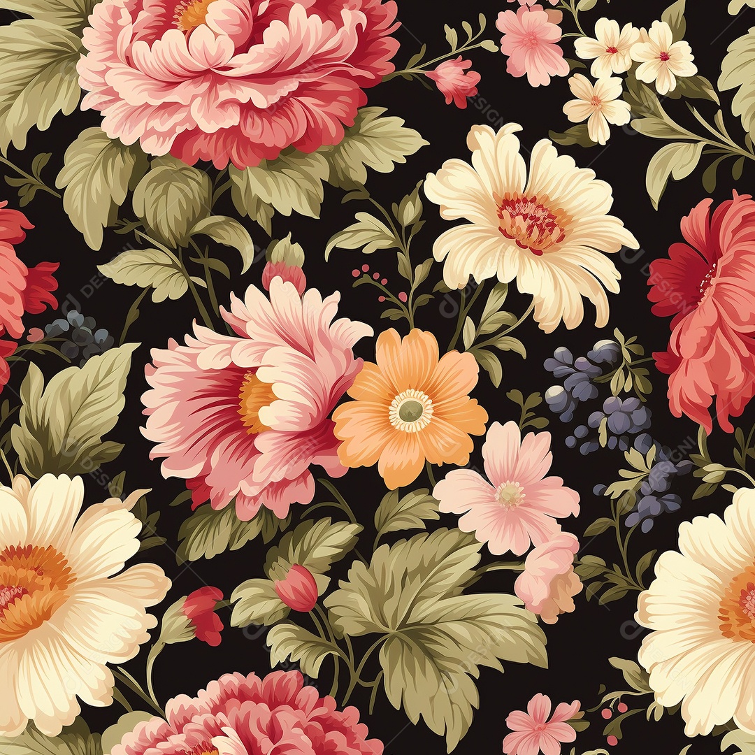 Papel de parede floral vintage