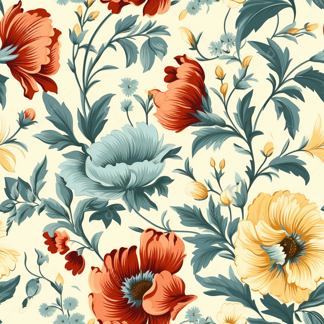 Papel de parede floral vintage