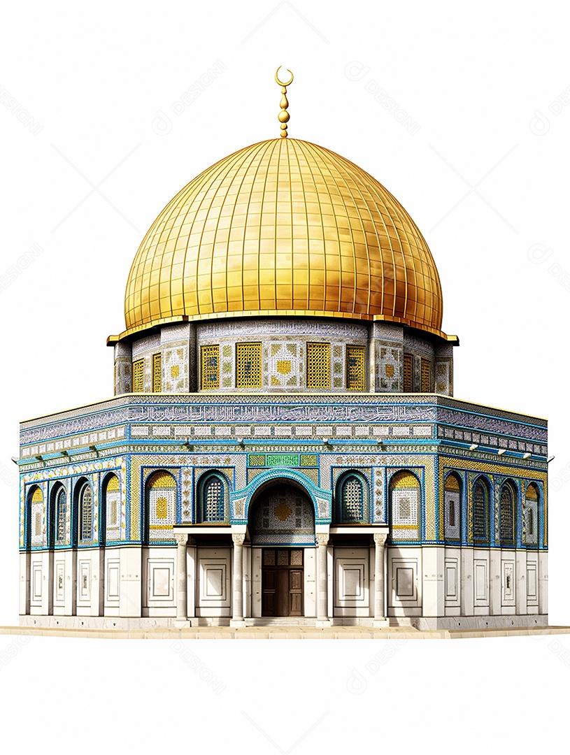 Luxuosa mesquita islâmica com cúpula dourada.