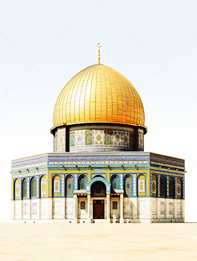 Luxuosa mesquita islâmica com cúpula dourada.