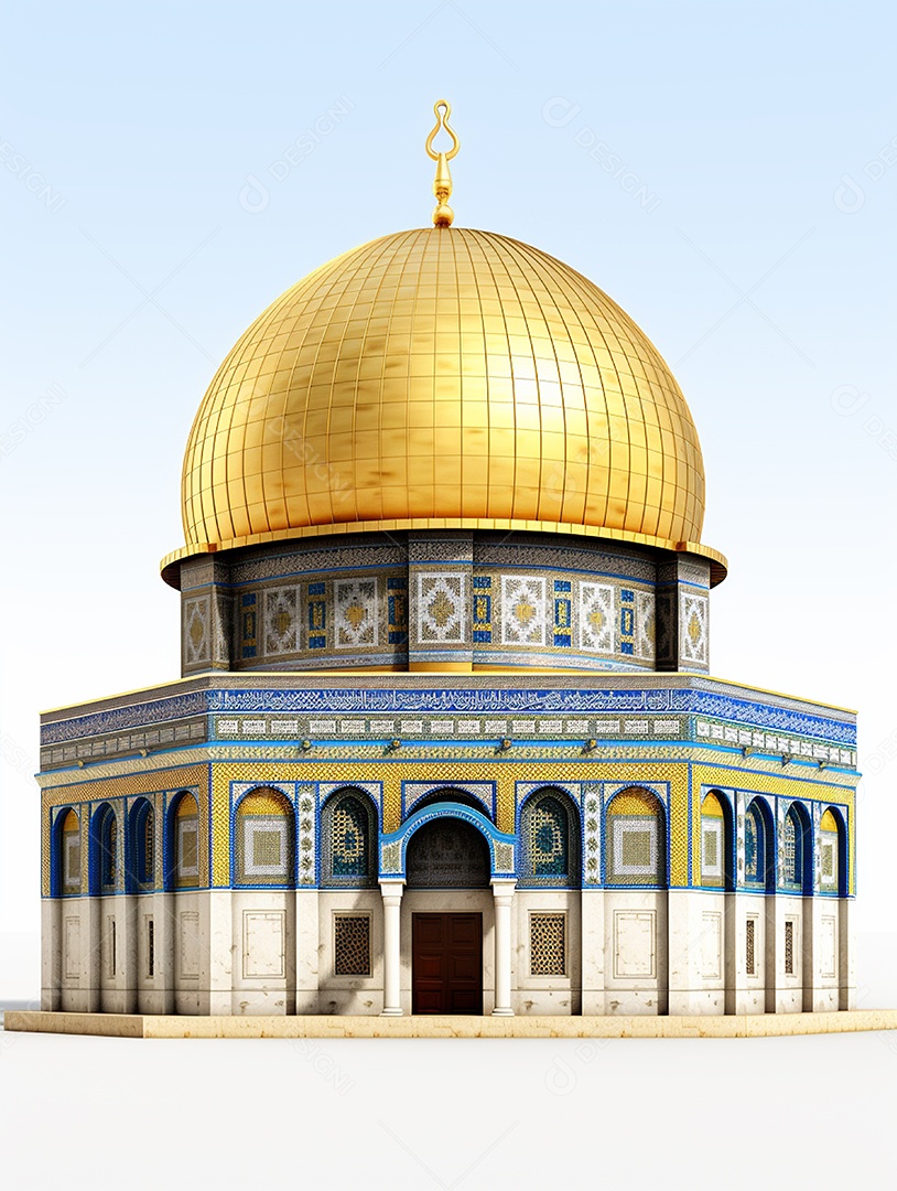 Luxuosa mesquita islâmica com cúpula dourada.