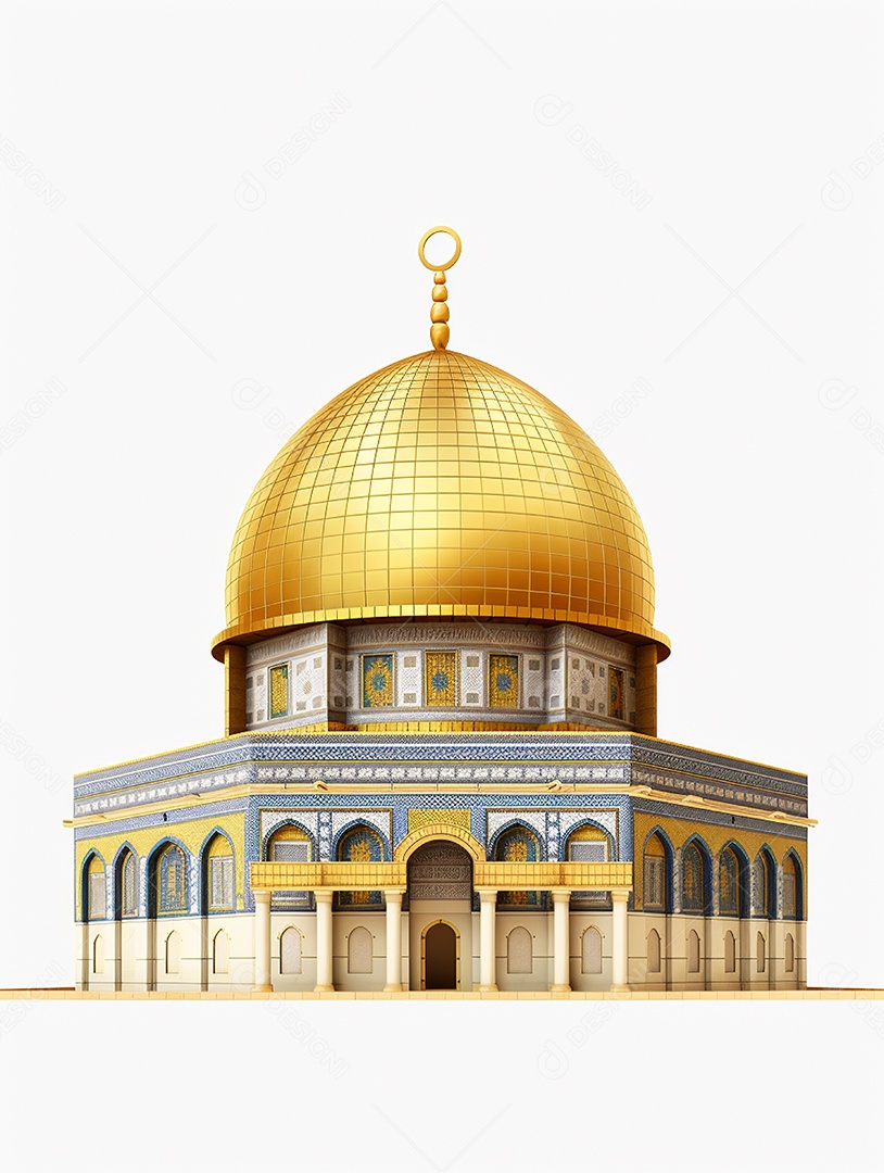 Luxuosa mesquita islâmica com cúpula dourada.
