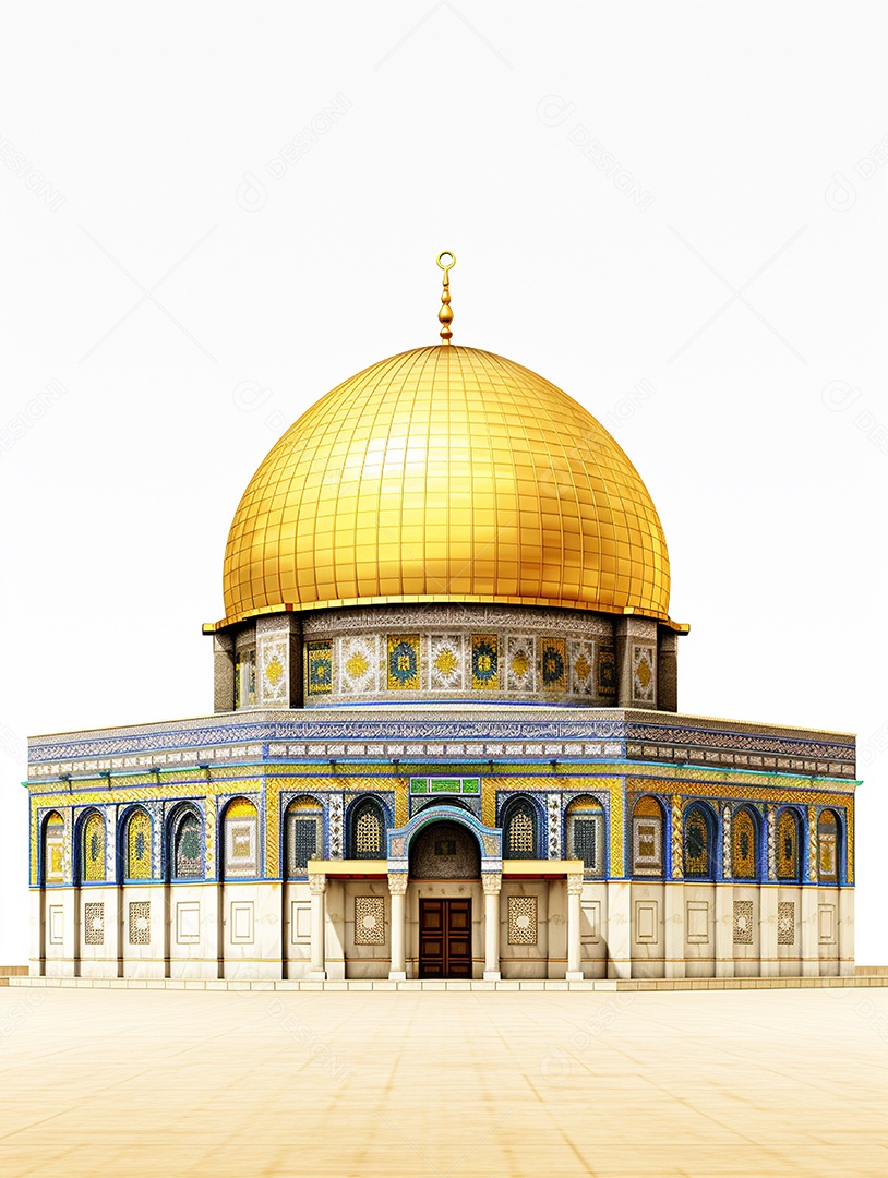 Luxuosa mesquita islâmica com cúpula dourada.