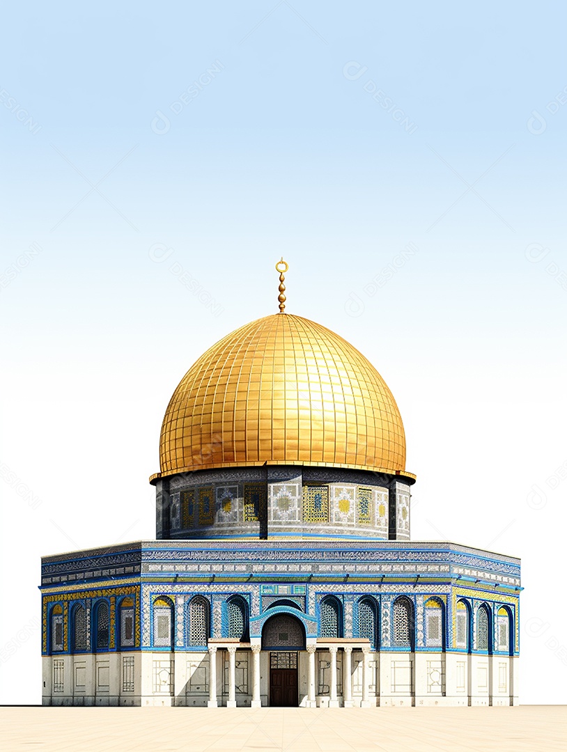 Luxuosa mesquita islâmica com cúpula dourada.