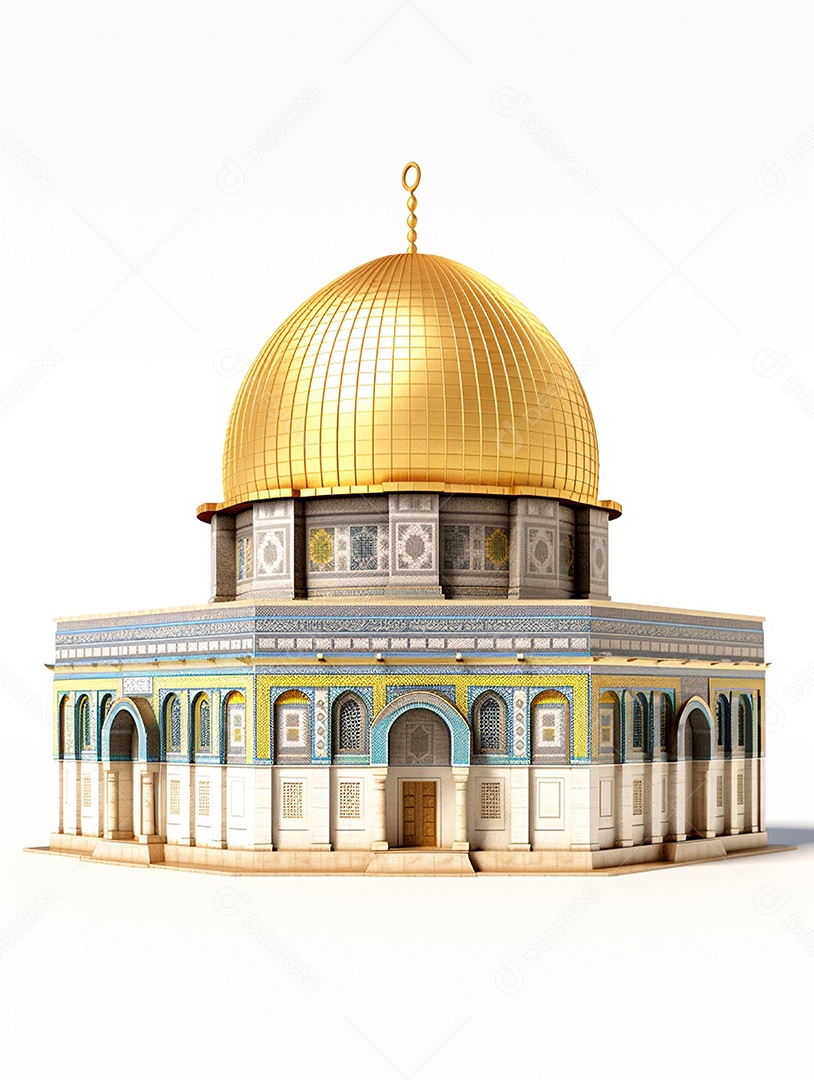 Luxuosa mesquita islâmica com cúpula dourada.