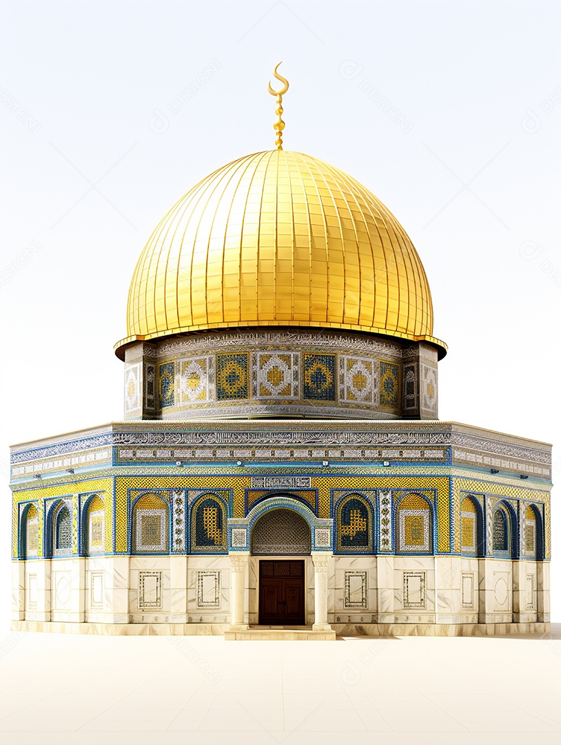 Luxuosa mesquita islâmica com cúpula dourada.