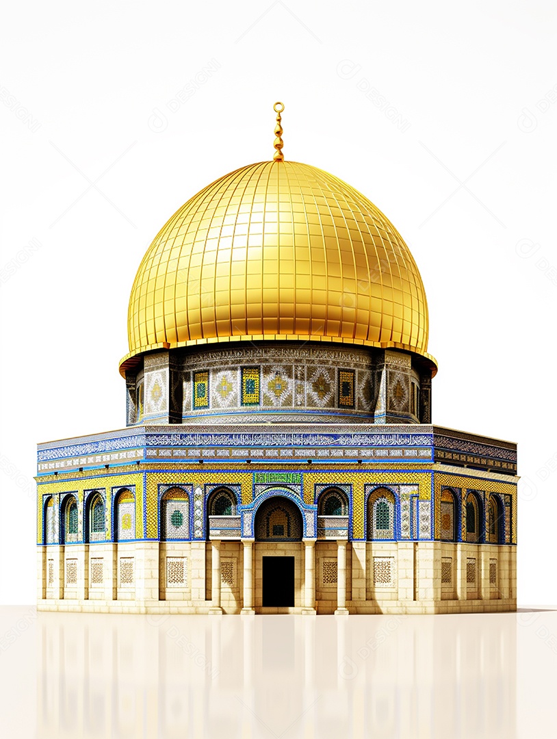 Luxuosa mesquita islâmica com cúpula dourada.