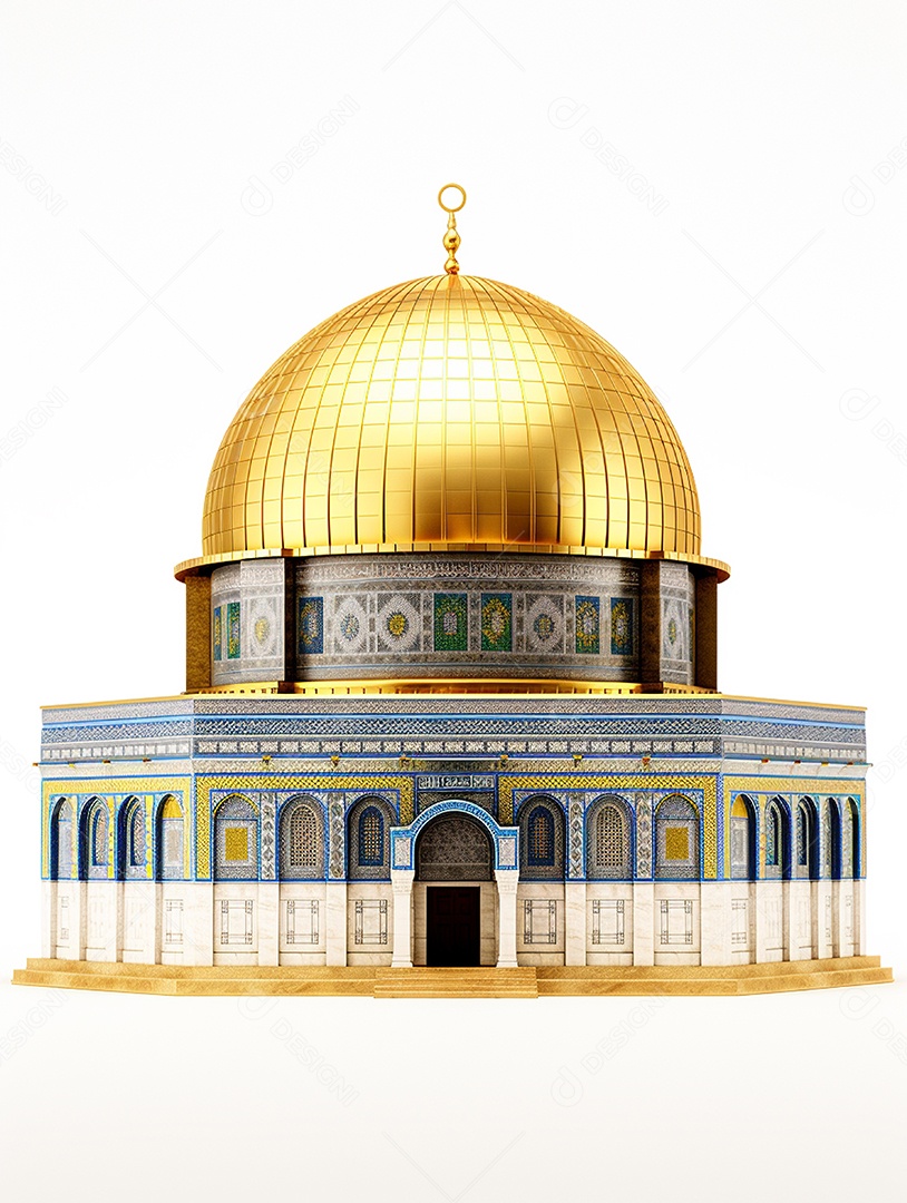 Luxuosa mesquita islâmica com cúpula dourada.