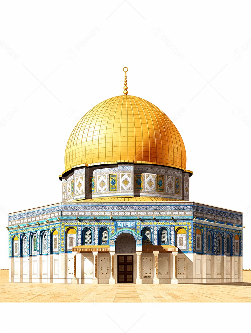 Luxuosa mesquita islâmica com cúpula dourada.