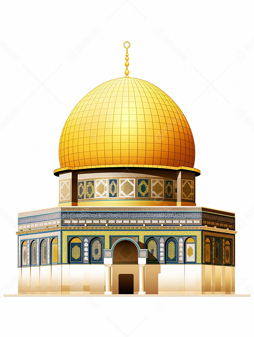 Luxuosa mesquita islâmica com cúpula dourada.