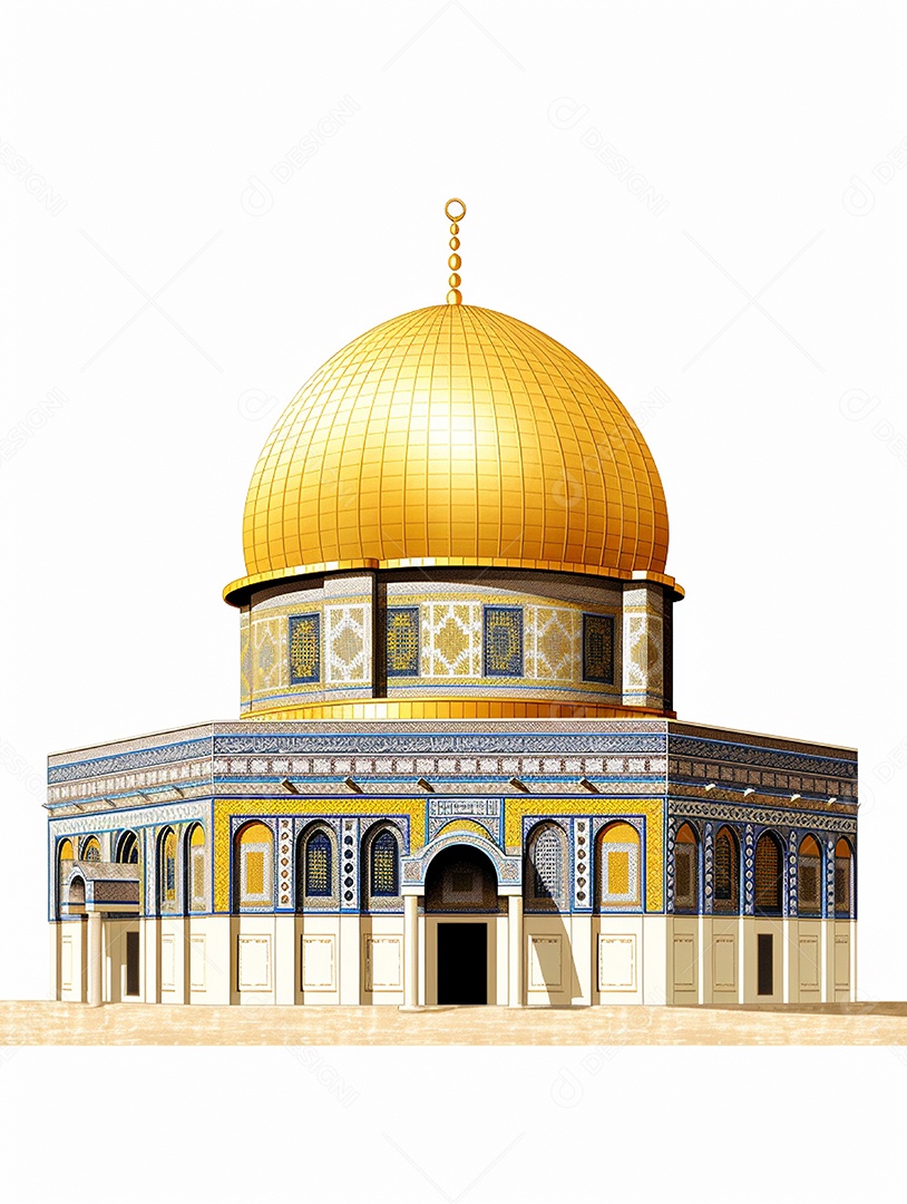Mesquita islâmica com cúpula dourada.