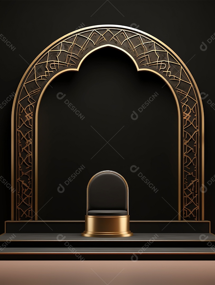 Arco dourado de uma mesquita islâmica.