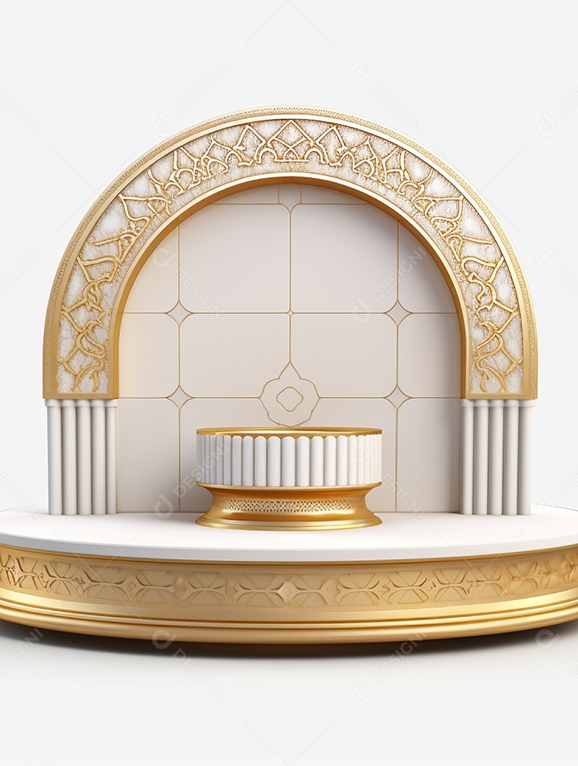 Arco dourado de uma mesquita islâmica.