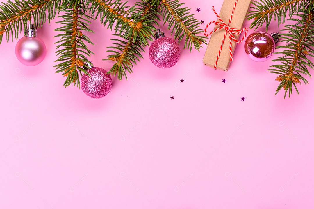 Fundo decorativo colorido brilhante de Natal com decorações de Ano Novo