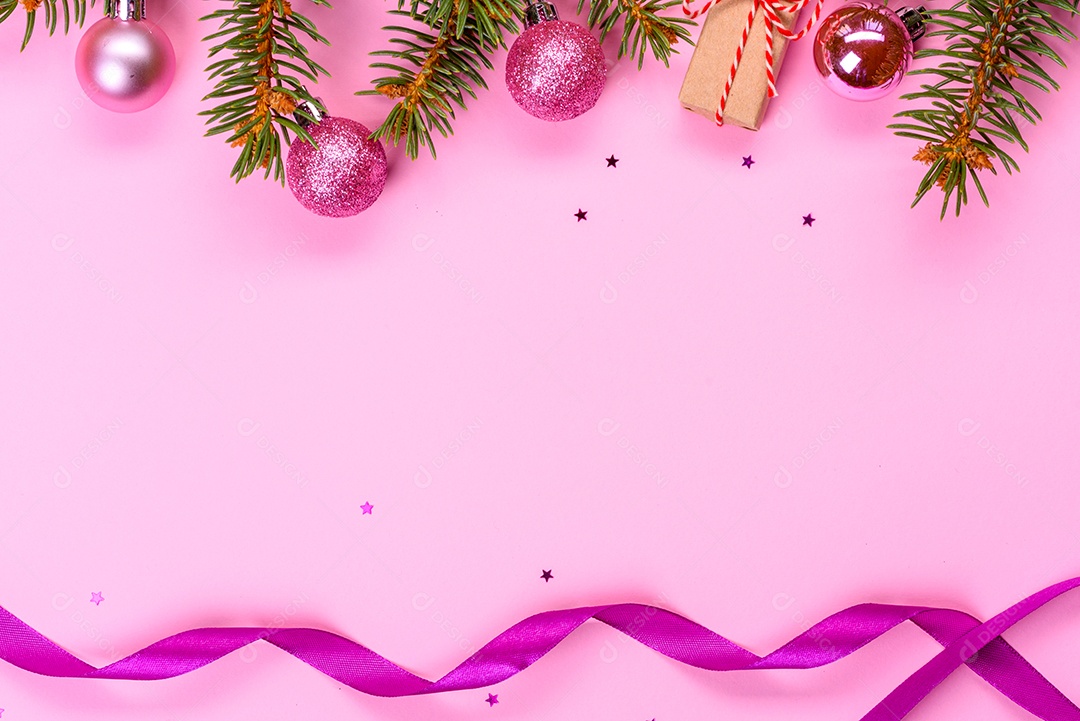 Fundo decorativo colorido brilhante de Natal com decorações de Ano Novo