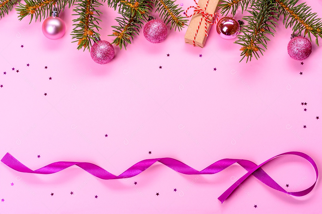 Fundo decorativo colorido brilhante de Natal com decorações de Ano Novo