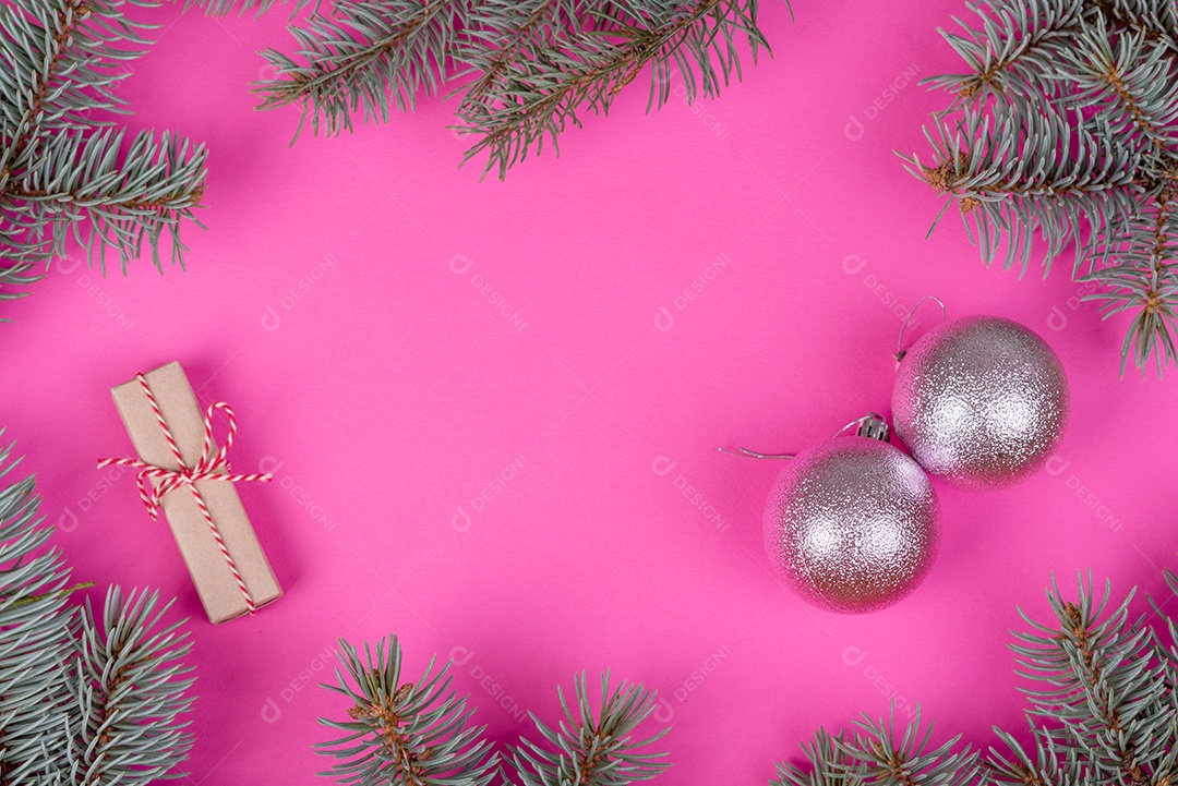 Fundo decorativo colorido brilhante de Natal com decorações