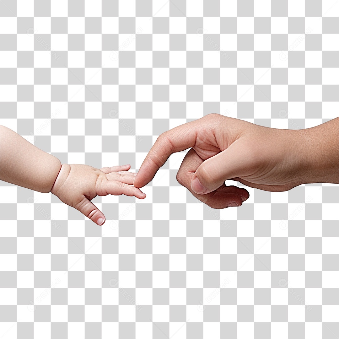 Mão Adulta e de um Bebê se Tocando PNG Transparente