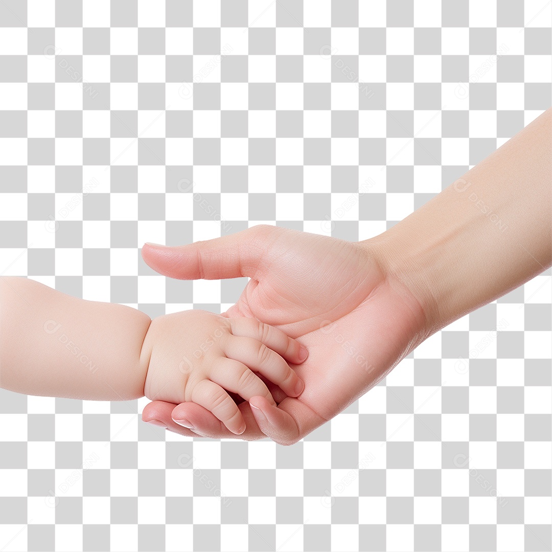 Mão Adulta e de um Bebê se Tocando PNG Transparente