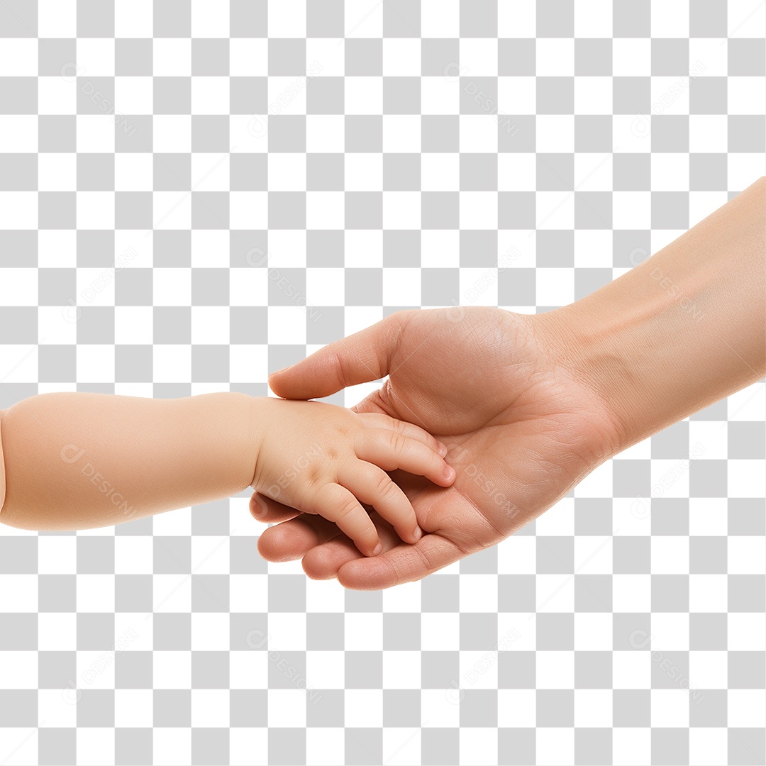 Mão Adulta e de um Bebê se Tocando PNG Transparente