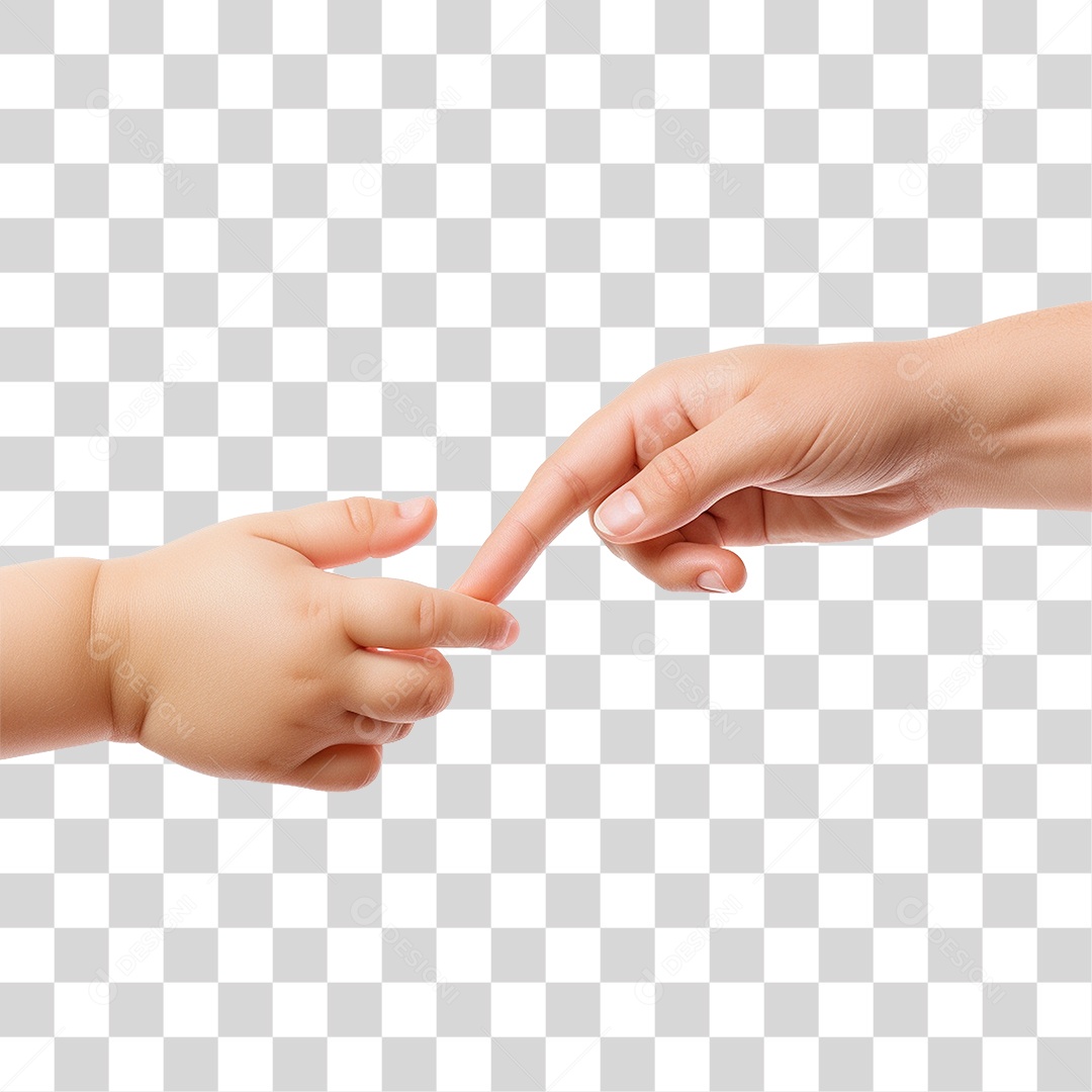 Mão Adulta e de um Bebê se Tocando PNG Transparente