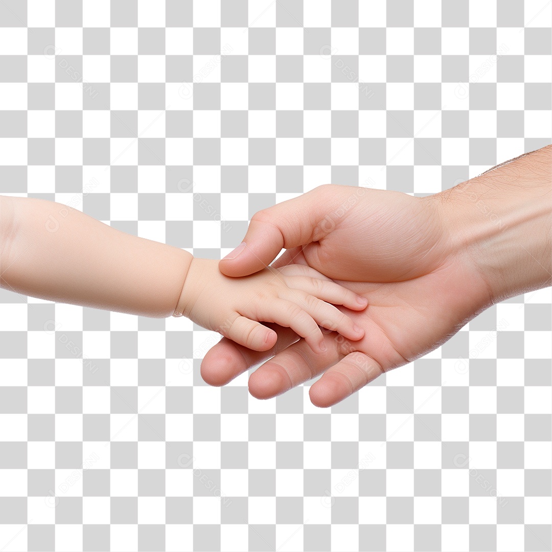 Mão Adulta e de um Bebê se Tocando PNG Transparente