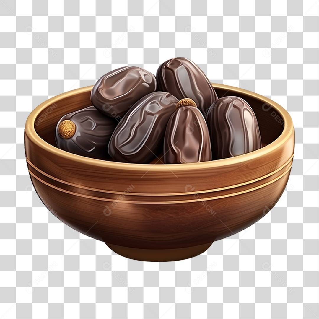 Frutas Tâmaras em Tigela PNG Transparente