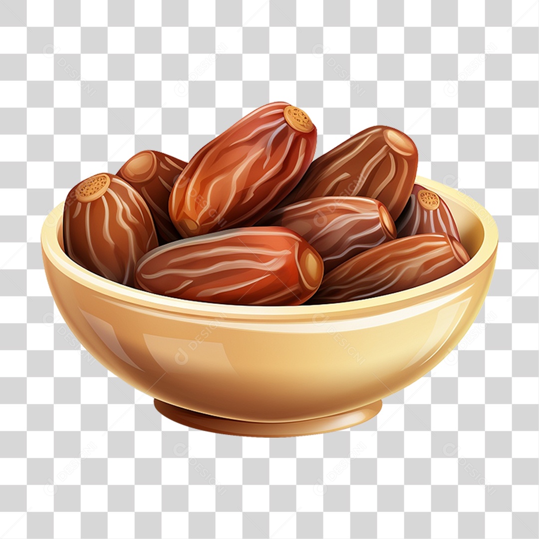 Frutas Tâmaras em Tigela PNG Transparente