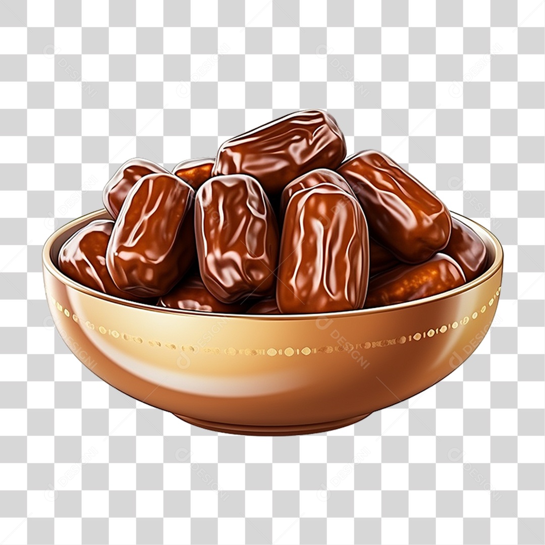 Frutas Tâmaras em Tigela PNG Transparente