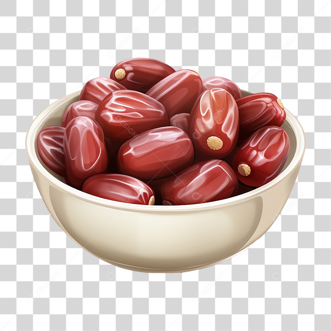 Frutas Tâmaras em Tigela PNG Transparente